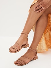Camel Brown Forever Comfort® Stud Sandals with Ankle Strap - Image 1 of 7