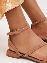 Camel Brown Forever Comfort® Stud Sandals with Ankle Strap - Image 2 of 7