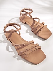 Camel Brown Forever Comfort® Stud Sandals with Ankle Strap - Image 3 of 7