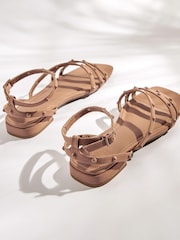 Camel Brown Forever Comfort® Stud Sandals with Ankle Strap - Image 5 of 7