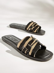Tiger Print Regular/Wide Fit Forever Comfort® Leather Mule Flat Sandals - Image 3 of 7