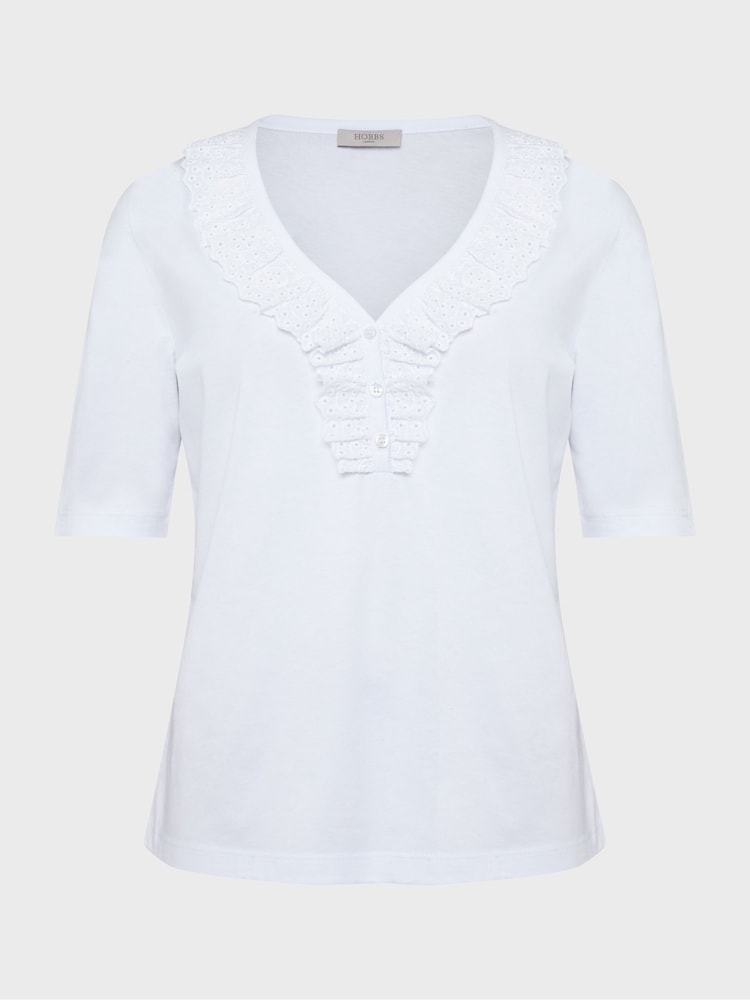 Hobbs White Demi Broderie Top - Image 4 of 4 Hobbs White Demi Broderie Top - Image 4 of 4