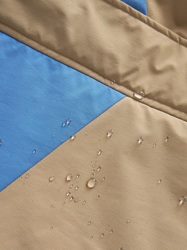 Blue, Camel and Reflective Colourblock Shower Resistant Waisted Padded Jacket With Hood - Image 6 of 6