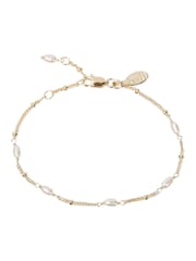 Oliver Bonas White Pearl Detail Mila Gold Plated Brass Chain Bracelet - Image 1 of 6