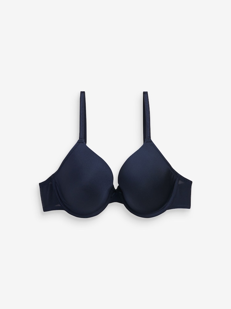 Green/Navy Blue/Cream Pad Full Cup Microfibre Smoothing T-Shirt Bras 3 Pack - Image 2 of 5