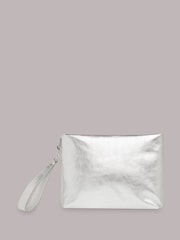 Whistles Silver Zip Top Avah Clutch - Image 1 of 4