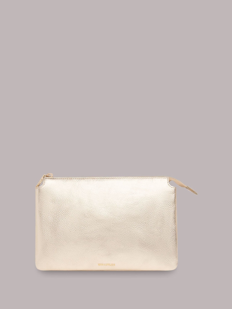 Whistles Gold Elita Double Pouch Clutch - Image 2 of 4