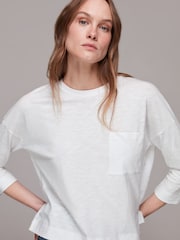 Whistles White Cotton Patch Pocket 100% Cotton Top - Image 1 of 4