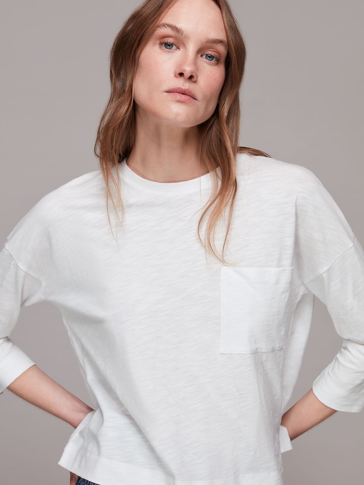 Whistles White Cotton Patch Pocket 100% Cotton Top - Image 1 of 4