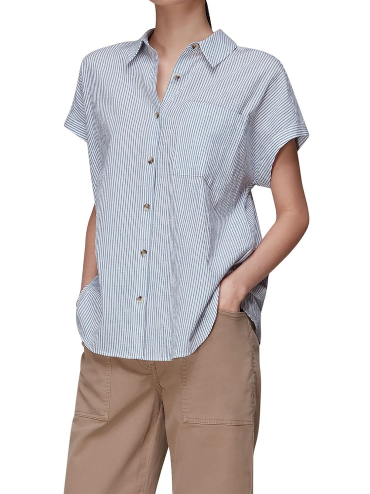 Whistles Nicola Button Through T-Shirt - Image 1 of 4