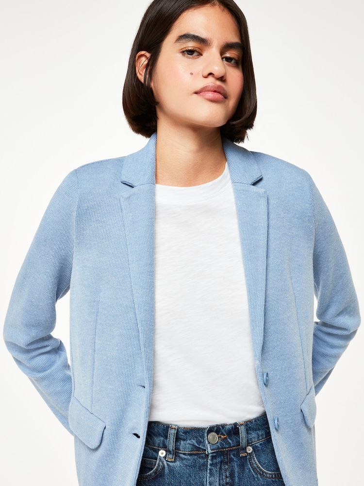 Whistles Light Blue Slim Jersey Jacket - Image 1 of 5