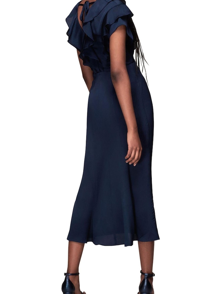 Whistles Green Adeline Frill Midi Dress - Image 2 of 4