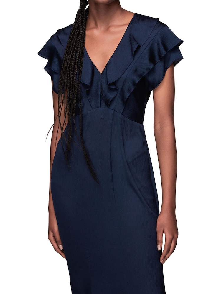 Whistles Green Adeline Frill Midi Dress - Image 3 of 4