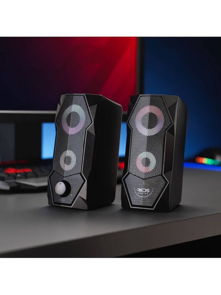 MenKind RED5 Light Up Gaming Speakers Set of 2 - Image 2 of 4
