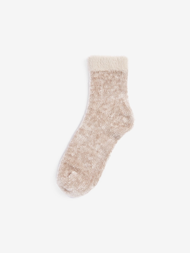 Black/Neutral Velvet Cosy Socks 2 Pack - Image 6 of 6