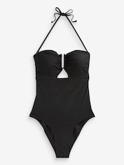 Black Texture U Trim Bandeau Swimsuit - Image 2 of 2