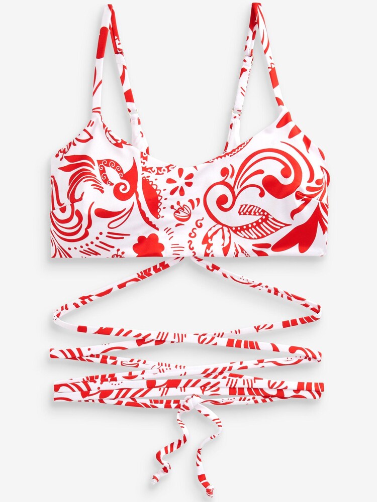 Rot / Weiß - Bikinioberteil mit Riemchendesign - Bild 7 von 7 Rot / Weiß - Bikinioberteil mit Riemchendesign - Bild 7 von 7