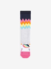 Navy Blue 2 Pack Thermal Cotton Rich Unicorn Welly Socks - Image 2 of 3