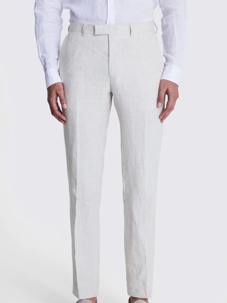 MOSS Slim Fit Linen Rich Puppytooth Trousers - Imagem 1 de 3