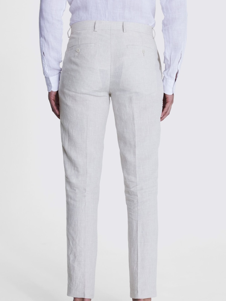 MOSS Slim Fit Linen Rich Puppytooth Trousers - Imagem 2 de 3