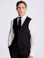 MOSS Black Tailored Stretch Suit: Waistcoat - Image 1 of 4