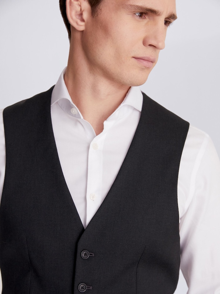 MOSS Charcoal Grey Tailored Stretch Suit: Waistcoat - Image 3 of 3