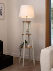 Cream Malvern Shelved Wood Floor Lamp - Image 1 of 8