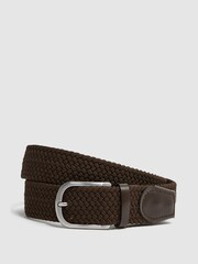 Reiss Dark Brown Elmont Woven Belt - Image 1 of 1