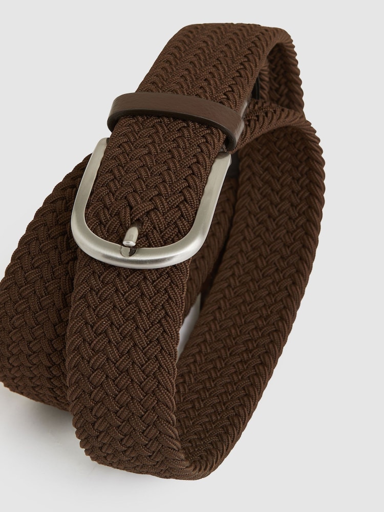 Reiss Dark Brown Elmont Woven Belt - Image 4 of 4