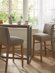 Tailored Linen Look Mocha Brown Norbury Collection Luxe Fixed Height Non Arm Kitchen Bar Stool - Image 2 of 9