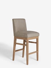 Tailored Linen Look Mocha Brown Norbury Collection Luxe Fixed Height Non Arm Kitchen Bar Stool - Image 4 of 9
