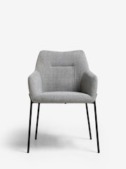 Set of 2 Tweedy Plain Mid Grey Quinn Black Legs Dining Chairs - Image 2 of 8
