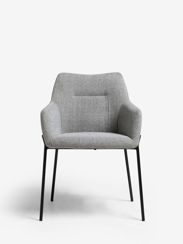 Set of 2 Tweedy Plain Mid Grey Quinn Black Legs Dining Chairs - Image 2 of 8