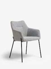 Set of 2 Tweedy Plain Mid Grey Quinn Black Legs Dining Chairs - Image 3 of 8