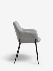 Set of 2 Tweedy Plain Mid Grey Quinn Black Legs Dining Chairs - Image 4 of 8