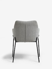 Set of 2 Tweedy Plain Mid Grey Quinn Black Legs Dining Chairs - Image 5 of 8