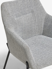 Set of 2 Tweedy Plain Mid Grey Quinn Black Legs Dining Chairs - Image 6 of 8