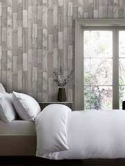 Grey Distressed Wood Plank Paste The Wall 10M Wallpaper - Image 1 of 4