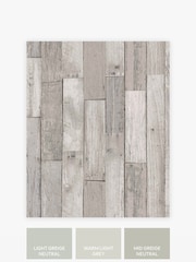 Grey Distressed Wood Plank Paste The Wall 10M Wallpaper - Image 3 of 4