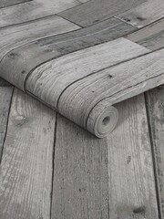 Grey Distressed Wood Plank Paste The Wall 10M Wallpaper - Image 4 of 4