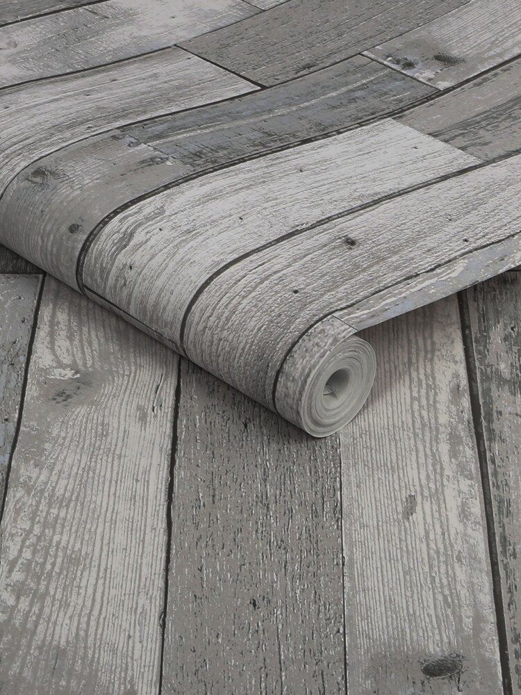 Grey Distressed Wood Plank Paste The Wall 10M Wallpaper - Image 4 of 4 Grey Distressed Wood Plank Paste The Wall 10M Wallpaper - Image 4 of 4