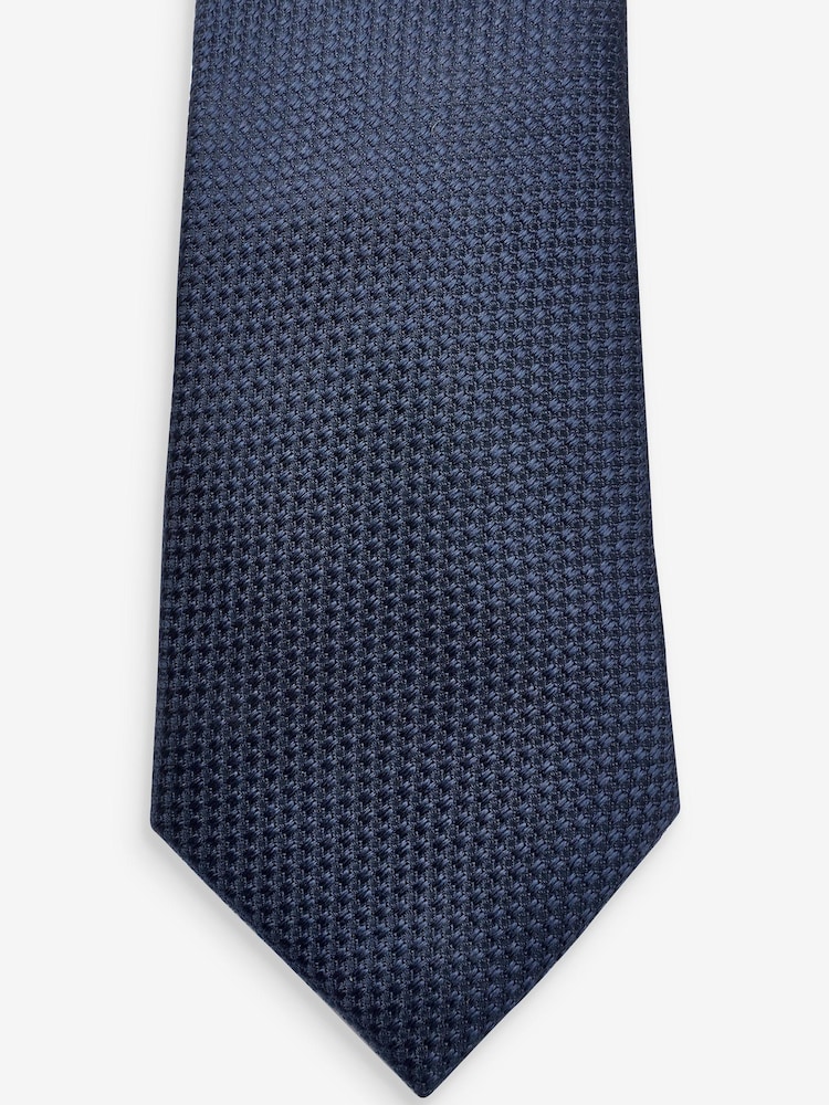 Navy Blue Signature Textured Silk Tie - Image 3 of 3