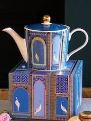Sara Miller Blue Portmeirion Teapot with Lattice Windows - Image 1 of 6