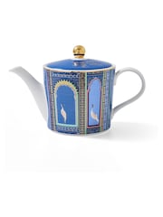 Sara Miller Blue Portmeirion Teapot with Lattice Windows - Image 2 of 6
