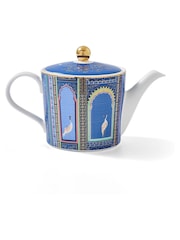 Sara Miller Blue Portmeirion Teapot with Lattice Windows - Image 3 of 6