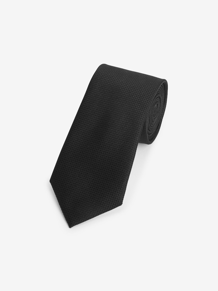 Black Textured Silk Tie - Image 1 of 3