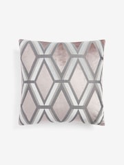 Blush Pink Collection Luxe Velvet Geo 50 x 50cm Cushion - Image 2 of 5