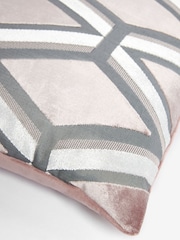 Blush Pink Collection Luxe Velvet Geo 50 x 50cm Cushion - Image 5 of 5