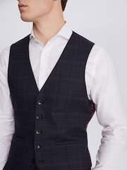 MOSS Blue Slim Fit Check Suit Waistcoat - Image 3 of 3