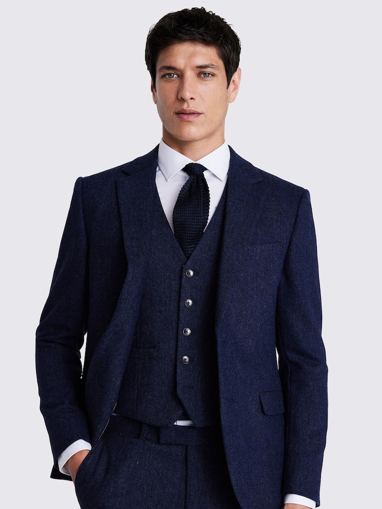 MOSS Blue Slim Fit Donegal Suit Jacket - Image 1 of 8